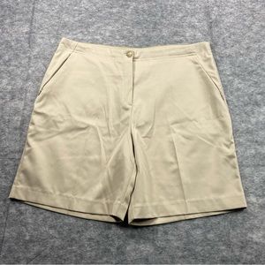 Bolle Womens Khaki Flat Front Casual Performance‎ Bermuda Shorts Size 14